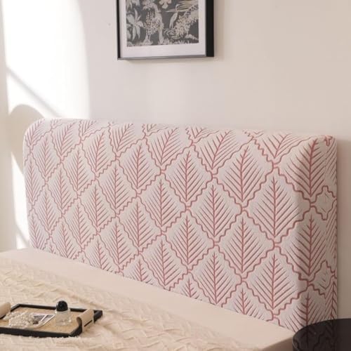 Image of HOMETHREADS 200 GSM Stretchable Jacquard Headboard Cover | Soft, Dust-Proof & Wrinkle-Resistant Bed Back Protector | Fits Leather, Wooden & Fabric Bedsides |for 5ft to 5.5ft Beds | (Pink, 150x65cm)