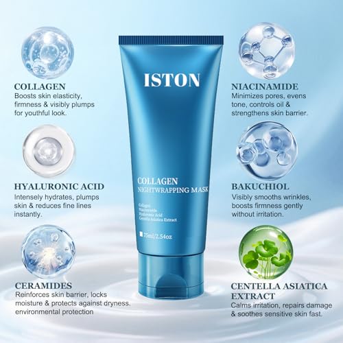ISTON Collagen Night Wrapping Mask for Glass Skin - Elasticity& Hydration Boost,Reduces Dullness&Radiant Skin| Easy Peel-Off Collagen Face Mask Skin Care - Image 5
