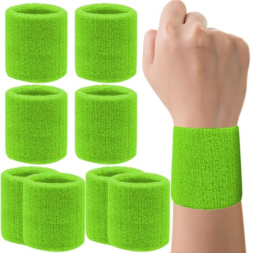 8 Pack Wrist Sweatbands Tennis Wrist Bands Absorbent Sweat Band for Men and Women, Breathable Cotton Sweatbands for Working Out, Football, Basketball, Running Athletic Sports -Fruit Green