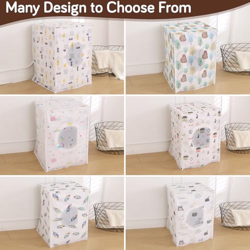 Image of HOKIPO Waterproof Front Load Washing Machine Cover | PEVA Dustproof Protective Cover for 6kg, 6.5kg, 7kg & 7.5kg Fully Automatic Machines | Size 63x62x85 cm, Nature Trees (AR-5878-D2)