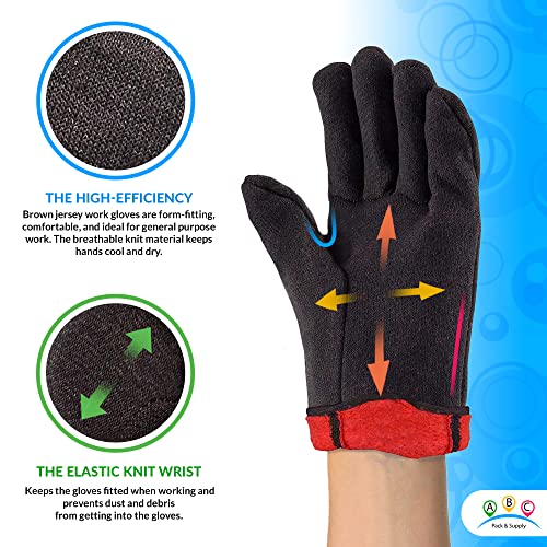 Amz Supply PAC-PJGBM-28X30X6 Amz Brown Jersey Gloves 10 Inch. Pack Of 144 Pairs Brown Jersey Work Gloves thumb #2