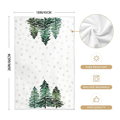 Christmas Dish Towels For Christmas Decor Green Xmas Tree Kitchen Towels 18X26 Inch Noel Grey Snowflake Washcloths Seasonal Ultra Absorbent Bar Drying Merry Christmas Hand Towel For Bathroom Set Of 2 #TOP4