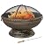 Sunnydaze 30-Inch Large Outdoor Fire Pit - Wood Burning Fire Pit for Outside with Poker and Screen - Black Finish - Regal Cauldron