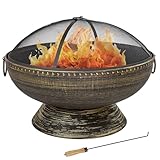 Sunnydaze 30 Inch Firebowl Fire Pit with Handles and Spark Screen