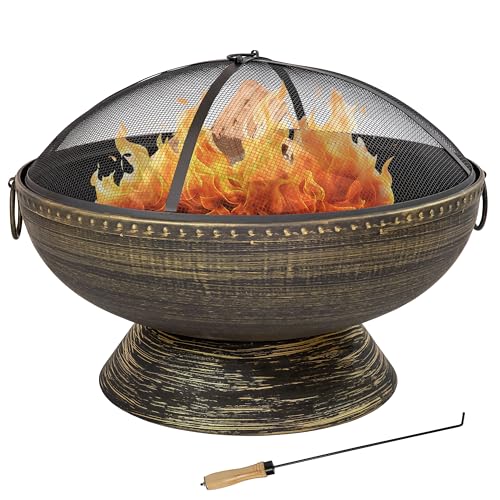 Sunnydaze 30-Inch Regal Cauldron Outdoor Patio Fire Pit, Black Finish