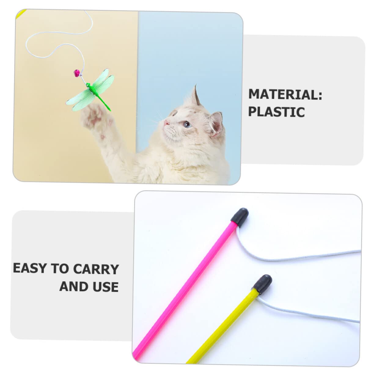 Toyvian 20 STK Katzen-Teaser Kätzchen Zauberstäbe Spielzeug Libelle Katze Zauberstab Lustiger Katzenstock Übungsgerät Für Katzenfänger Stick Katzenspielzeug Plastik Minze Schmücken
