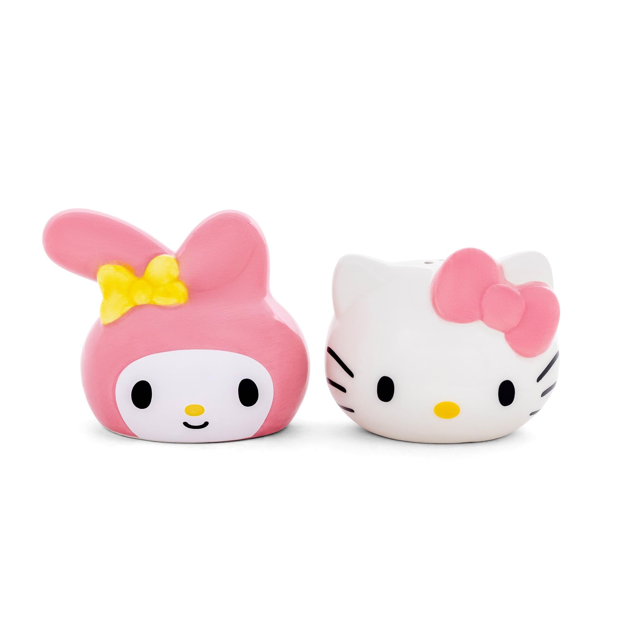 Silver Buffalo Hello Kitty And Melody Faces Ceramic Salt and Pepper Shaker