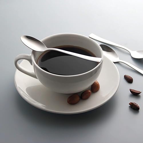 Miniatura 5 de AYFDISHS 6 cucharas de café pequeñas, mini cuchara de acero inoxidable de 5.1 pulgadas, cucharas Demitasse para postre azúcar helado para cafetería