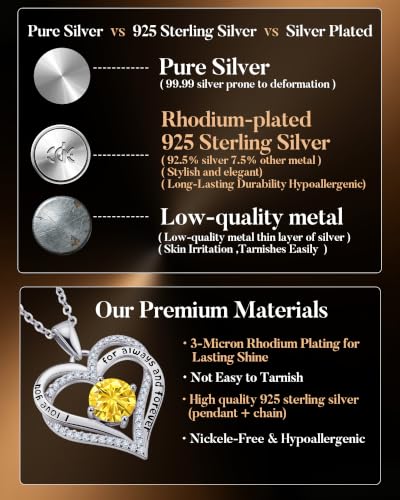 Image of CDE S925 Birthstone Heart Pendant Necklaces Jewelry Gifts for Wife