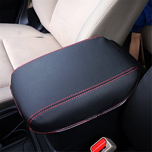 BEHAVE Car Armrest Cover Saver, 1 Piece Armrest Cover Fit for Honda CRV 2013 2014 2015 2016 Central Console Armrest Box CRV (Black with Red Stitches)
