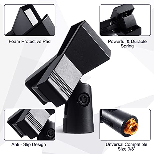 image for Yeshone Mic Clips for Stands 4 Pieces Microphone Clip Holder with 4 Ad
