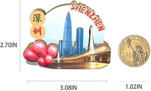 Vista 3 de China ShenZhen - Imán de nevera con imán de madera 3D, monumentos coleccionables de viaje, decoración hecha a mano