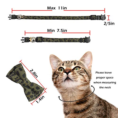 Image of Bowtie Cat Collars Breakaway with Bell, Adjustable Cute Kitty Collars Safety Buckle Kitten Collar for Cat Puppy 7.5-11in (17)