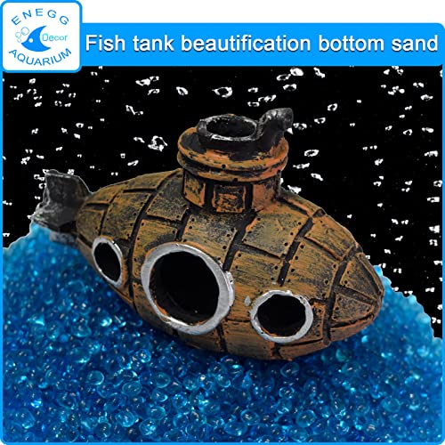 Enegg Fish Tank Decorative Botton Sand, 1.1Lb/500G Irregular Sea Glass Bottom Sand Artificial Crystal Gemstones For Aquarium Fish Tank, Flowerpot Decoration, Home Decoration (Sea ​​Blue) #TOP3
