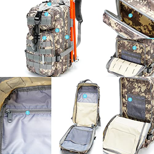 30L Outdoor Tactical Duffel Bag,Small Military Tactical Backpack Army Assault Rucksack Backpack Multifunctional Outing Bag, for Hunting, Hiking, Camping, Trekking (ACU)