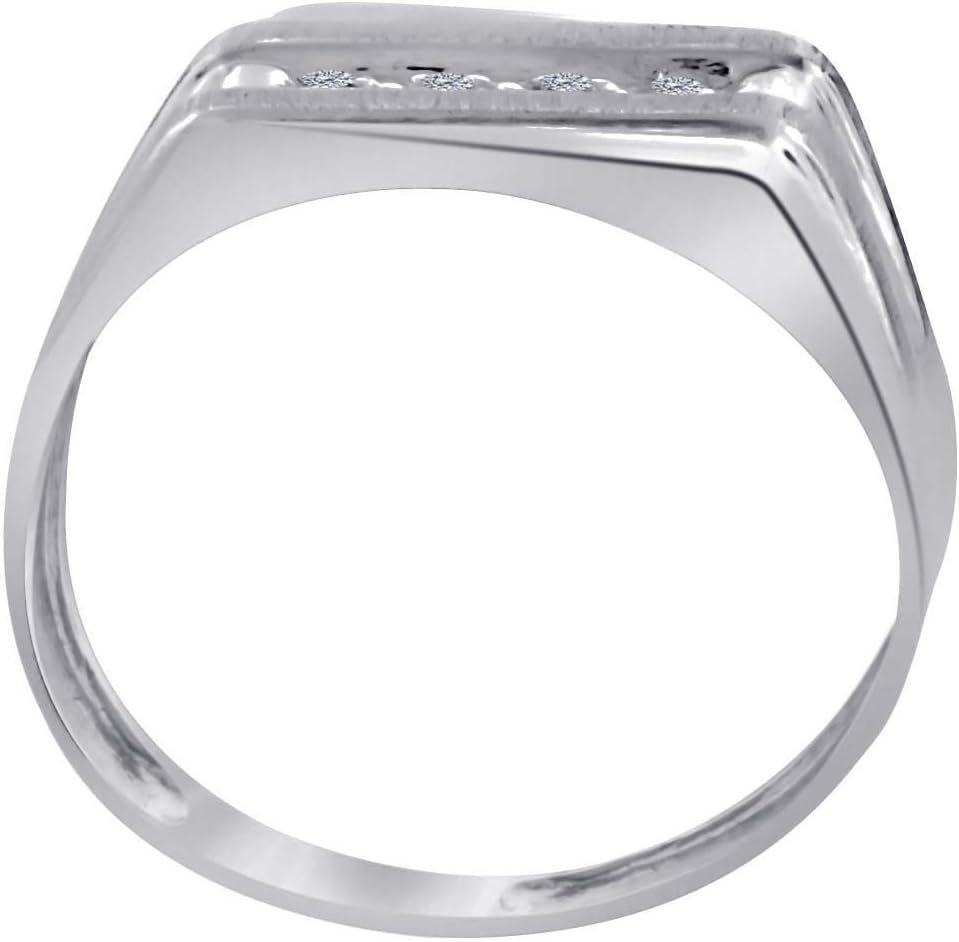 MauliJewels 0.02 Carat Mens Glitering Engagement Wedding Diamond Ring prong 10K White Gold