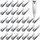 32 Pieces Stainless Steel Fingernail Nail Clipper Bulk Silver Portable Toenail Clippers Cutter Set