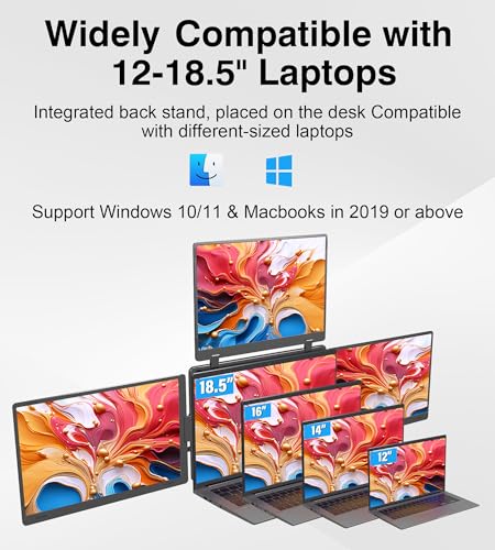Image of 16 inch Laptop Screen Extender Monitor Portable, Quad Monitor, FHD 1200P IPS Laptop Extender Compatible with Wins /Mac for 13.6 inch - 18.5 inch Laptops