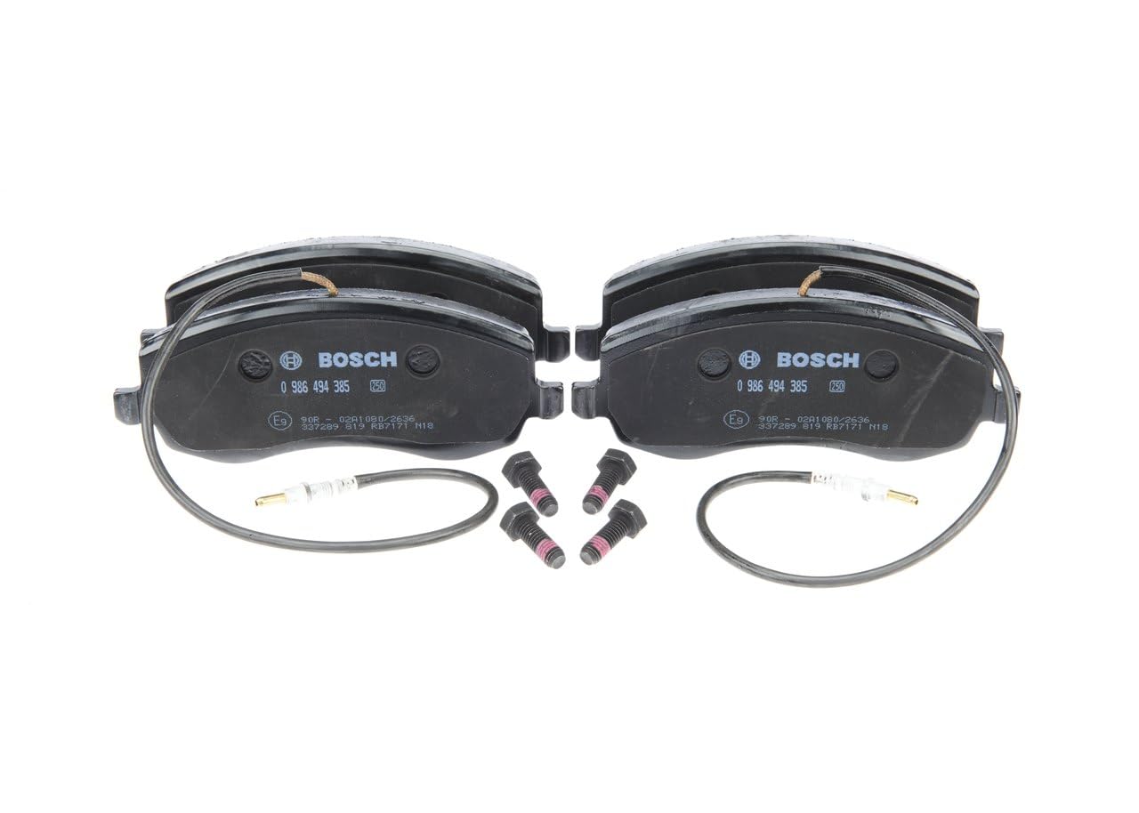 Bosch BP1293 - Pastiglie Freni Auto, Asse Anteriore - Qualità Bosch - Riduzione del Rumore e della Polvere - Certificazione ECE-R90 - Senza Rame - 1 Confezione da 4 Pastiglie - Con Accessori