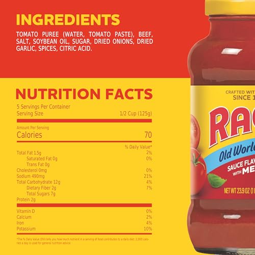 Image of Ragu Old World Style Sauce Flavored with Meat, Made with Olive Oil, Perfect for Italian Style Meals at Home, 24 OZ (Pack of 4)