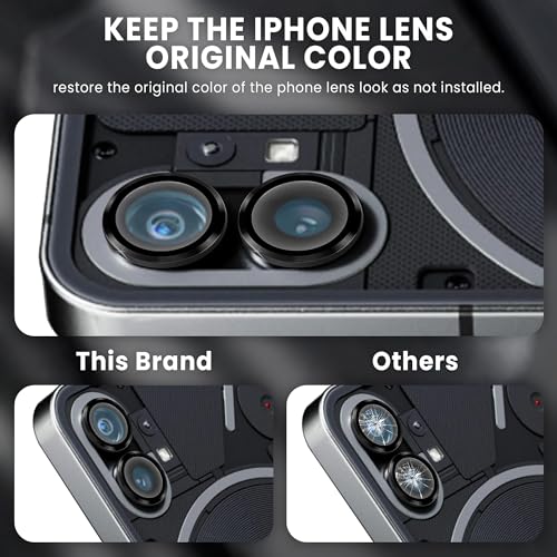 Image of ArmourPro Camera Rings Tempered Glass for Nothing Phone 1, Tough HD Individual Aluminum Alloy Rings 9H Camera Cover, Scratch-Resistant,Camera Lens Protection| Black, 1 Pack