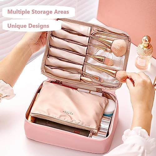 Aucuu 2Pcs Makeup Bag, Large Cosmetic Bag, Cosmetic Bag, Portable Makeup Organizer Bag, Travel Makeup Bag for Women Girls(Green) - Image 4