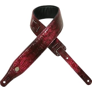 Levy’s Leathers PC17ES Sangle en cuir pour guitare avec imitation serpent »électrique » Bordeaux - Les Beatles, Paul McCartney, John Lennon, RIngo Starr, George Harrison
