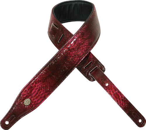 Levy’s Leathers PC17ES Sangle en cuir pour guitare avec imitation serpent »électrique » Bordeaux - Les Beatles, Paul McCartney, John Lennon, RIngo Starr, George Harrison Levy's Leathers PC17ES Sangle en cuir pour guitare avec imitation serpent"électrique" Bordeaux