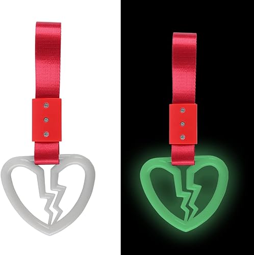 Miniatura 25 de Q1-TECH, JDM Tsurikawa Anillo japonés de metro, tren, autobús, mango de corazón roto, correa de mano, anillos de advertencia para parachoques