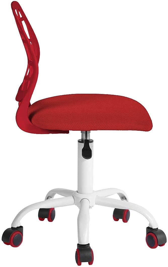 BELTOM® Silla de Escritorio para niñas Niños Youth. Silla ergonómica giratoria a 360°. Ajustable en Altura para el hogar y la Oficina. Sin apoyabrazos con Respaldo - Rojo