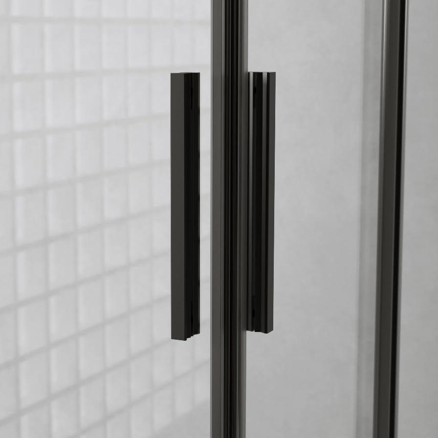 Auria Box Doccia Angolare 70x120 cm h190 - Cabina Doccia Scorrevole in Cristallo Temperato 6mm Trasparente, Profilo Alluminio Nero Opaco, Chiusura Magnetica e Cuscinetti Sganciabili - Mod. Neat