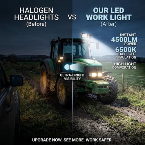 JASLITE LED Tractor Lights, 2PCS 45W 4500LM Flood Light 12V 24V IP67 Waterproof 4x6 inch LED Work Lights Driving Fog Lights for Truck ATV SUV UTV Trailer Boat Momver Heavy Equipment with DT Connector — view 4