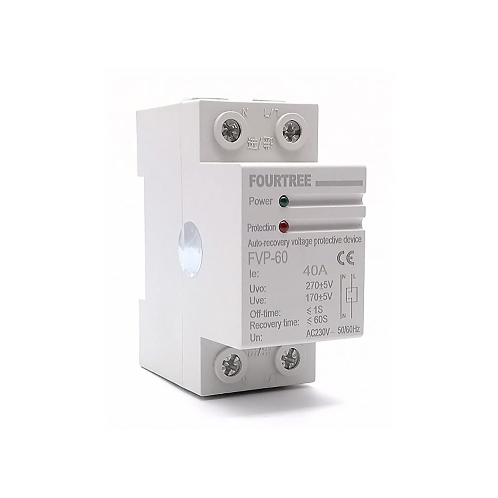 GJZIFGFWQ 1Pcs Over and Under Voltage Protective Device Automatic Self-Recovery Reconnect Protection Relay AC 220V(40A)