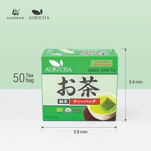 Miniatura 8 de Suwirun Aoki Cha Organic Yabukita Té Verde Japonés 50 Bolsas  Suave, Rico en Umami y Refrescante  Bolsas de té ecológicas sin blanquear para