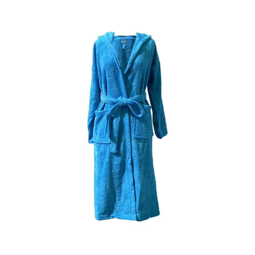 Alpes Blanc Albornoz de baño con capucha de algodón y bambú, 450 g/m², color azul pato, talla S