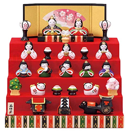 雛人形 コンパクト 陶器 小さい 可愛い ひな人形/錦彩花かざり雛(五段飾り) /ミニチュア 初節句 お雛様 おひな様 雛飾り