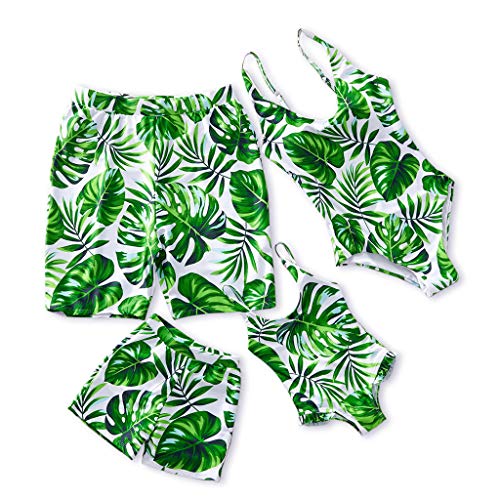 IFFEI Mommy and Me Family Matching Swimsuit One Piece Beach Wear Summer Leaves Sporty Monokini Bathing Suit Women: XL Green