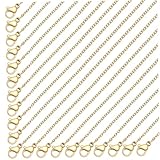 20 cadenas de acero inoxidable para hacer joyas, collar de cadena fina chapada en oro, cadenas de cable de oro de 18 pulgadas con cierres de langosta resistentes para suministros de fabricación