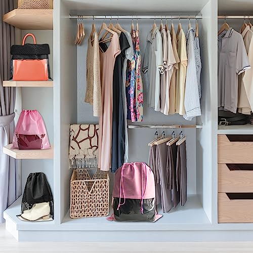 8PCS Dust Bags for Handbags Jumbo Travel Shoe Bags Purses Organizers Storage Bags with Rope Clear Window Dustproof Drawstring Bag Storage Pouch for Men and Women - Pink, 19.7 x 15.7 in2