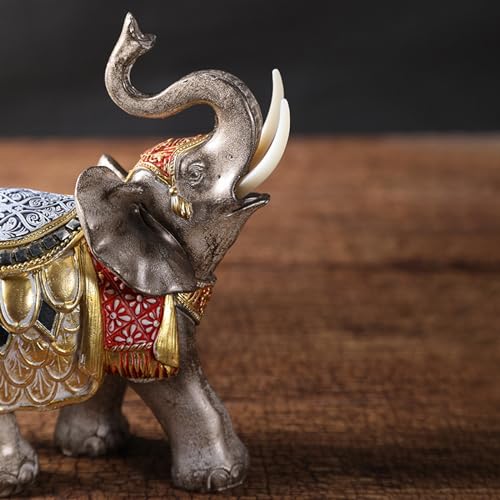 Juego de figuras de elefante de riqueza de Feng Shui, estatuas de resina para decoración del hogar, modernas esculturas de elefante negro y dorado, par de decoración de la suerte para prosperidad y
