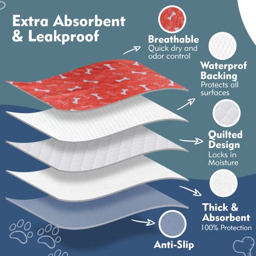The Proper Pet Washable Pee Pads for Dogs, Reusable Puppy Pads 2 Pack - Easy to Clean, Waterproof Dog Mat - Reusable Dog Pee Pads - Washable Potty Pads for Dogs - Reusable Pee Pads for Dogs - Orange S