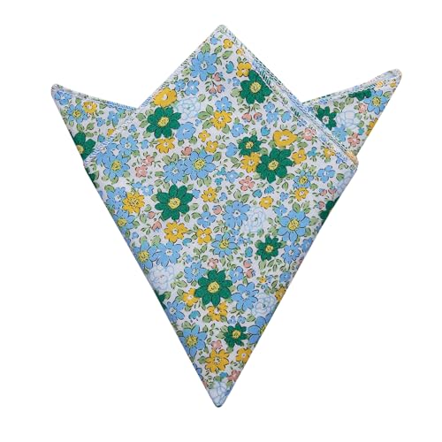 Image of YourTies Cotton Floral Tie for Men 2.5 inch Printed Skinny Necktie Pocket Square Tie Clip Set Flower Wedding Party Groom