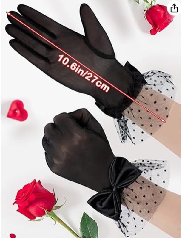 Women Lace Gloves Wedding Tea Party Gloves Bow Short Mitten Elegant Accessories for 1920s Opera Funeral - Image 7