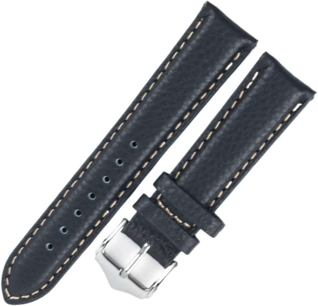 XILILHC Genuine Leather Watch Band 18mm 19mm 20mm 22mm Lychee Pattern Cowhide Watchband Business Green