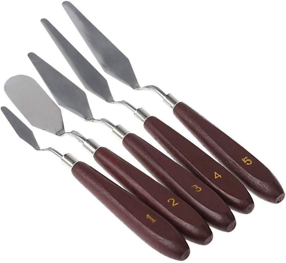 Set of 5 Painting Knives of Various Sizes, Brown