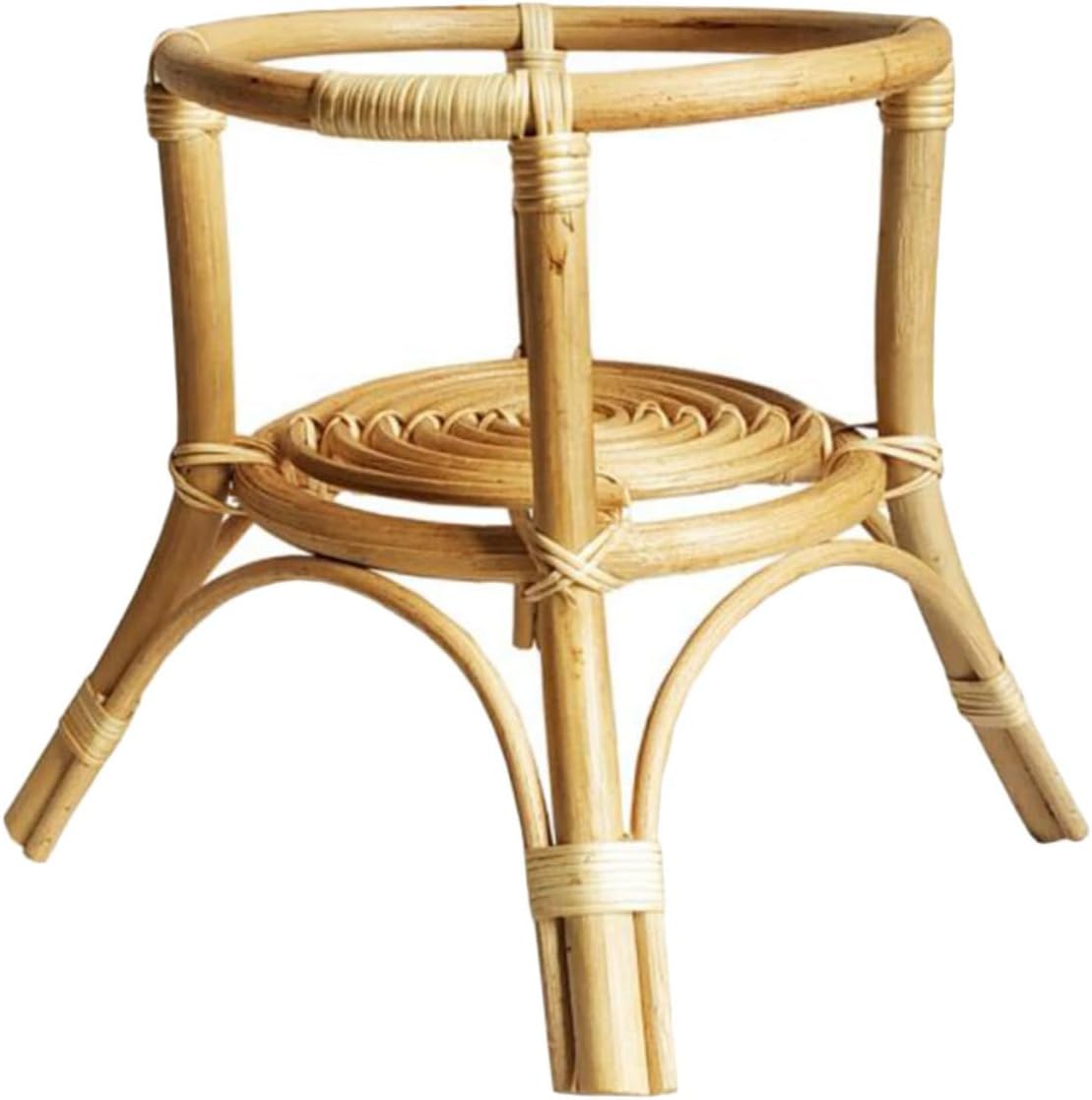 Rattan Flowerpot Rack for Indoor and Outdoor Use Creative Plant Stand Stable Base Modern Rattan Weaving Display Shelf for Home and Garden Decoration