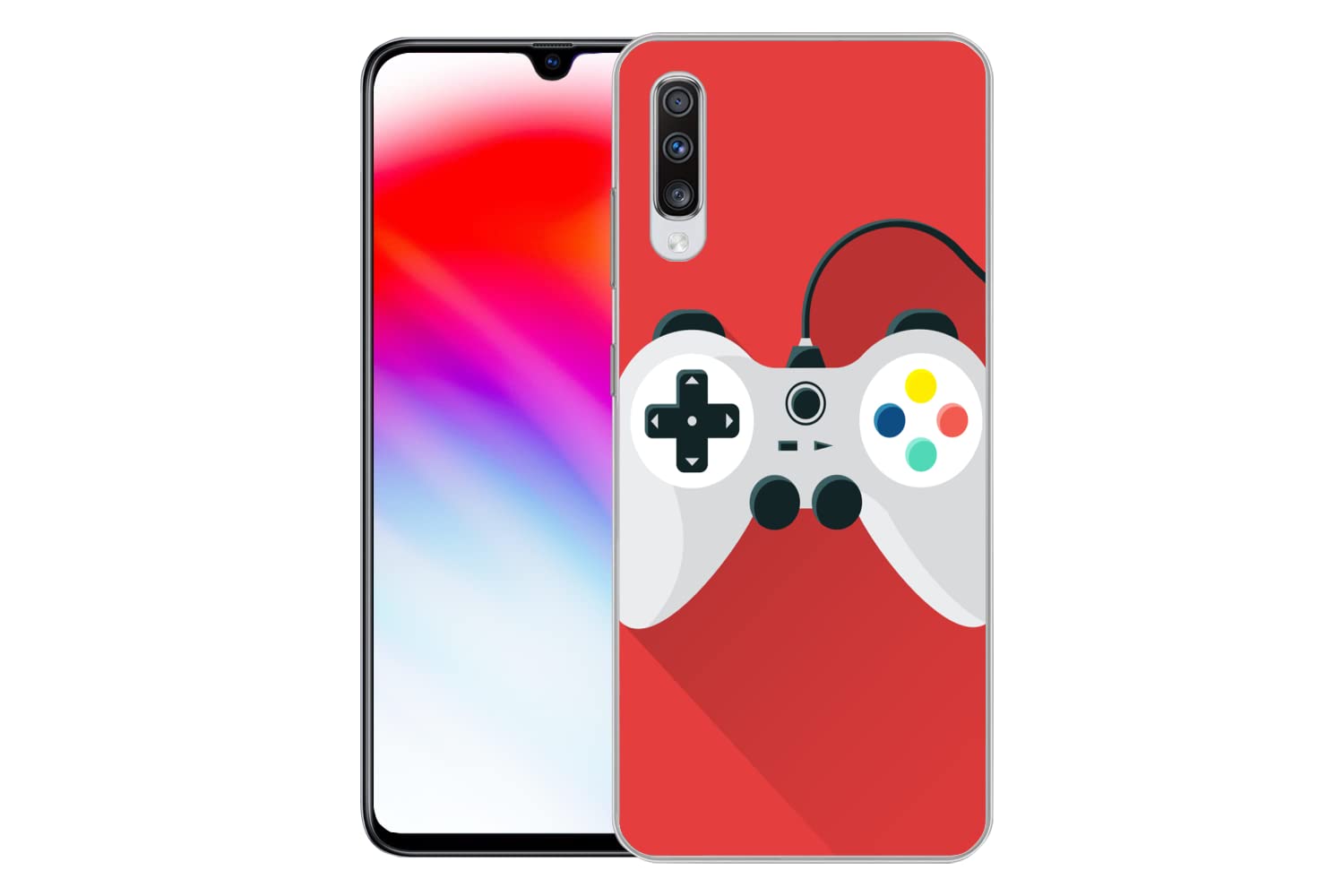 MuchoWow Funda para Samsung Galaxy A70 - Mando - Gaming - Rojo - Funda de Silicona/Funda Blanda para teléfono móvil