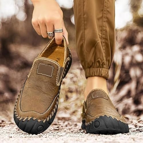 Men's Handmade Leather Orthopedic Outdoor Loafers, 2025 New Slip on Orthopedic Arch Support Walking Shoes, Comfortable Waterproof Non-Slip Casual Sneakers for Hiking Driving Travel4