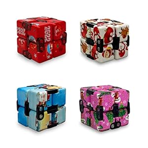 Pinkiwine 4 Pack Christmas Metal Infinity Cube Stress Relief Fidget Toys for Kids Boys Girls Christmas Stocking Stuffers…