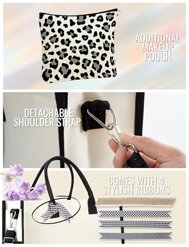 Bolsa tote de lona con estampado de leopardo y cierre de cremallera superior, con correa para hombro — ideal para cumpleaños, Día de la Madre y Navidad miniatura 5